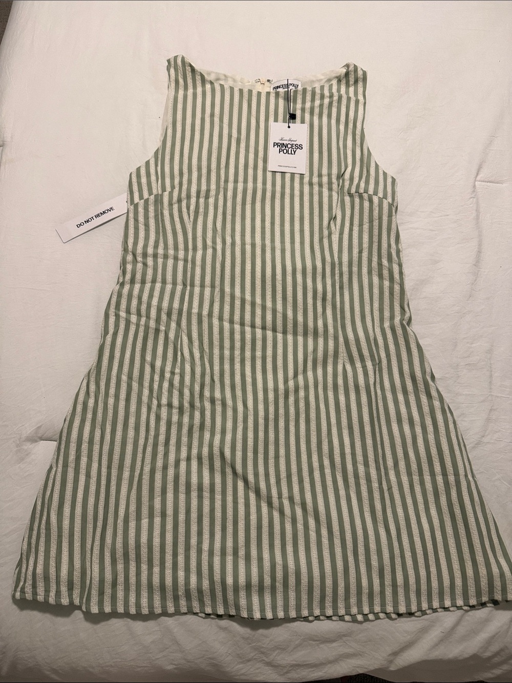 Princess Polly Green & White Striped Sleeveless Dress